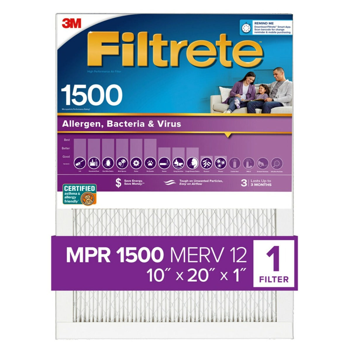3M Filtrete 1500 Ultra Allergen Reduction Air Filter - 10x20x1 - DiscountFilterStore.com