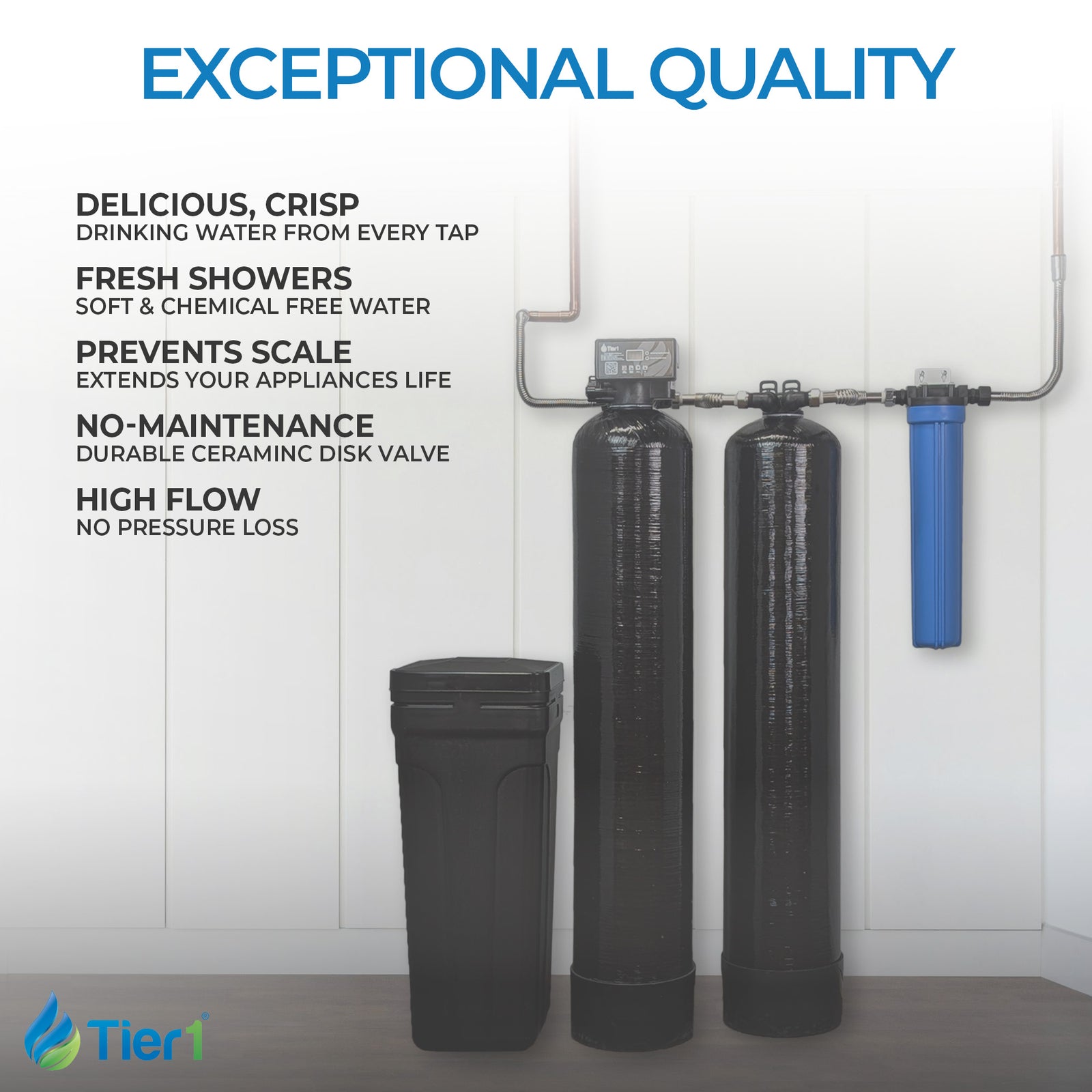 Tier1 48,000 Grain Water Softener & Chlorine Reduction Bundle - Water Softener plus 900,000 Gallons of Clean, Fresh Water - DiscountFilterStore.com