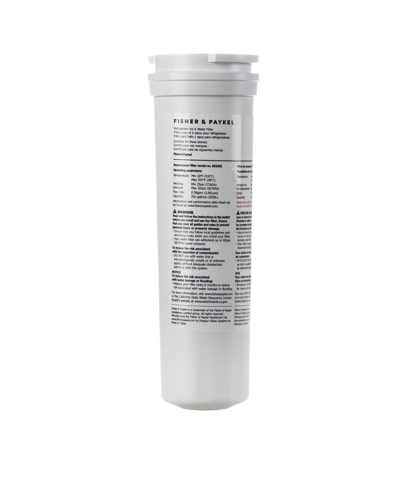 862285 Fisher & Paykel Refrigerator Water Filter - Refrigerator Filters - 59.99 - DiscountFilterStore.com