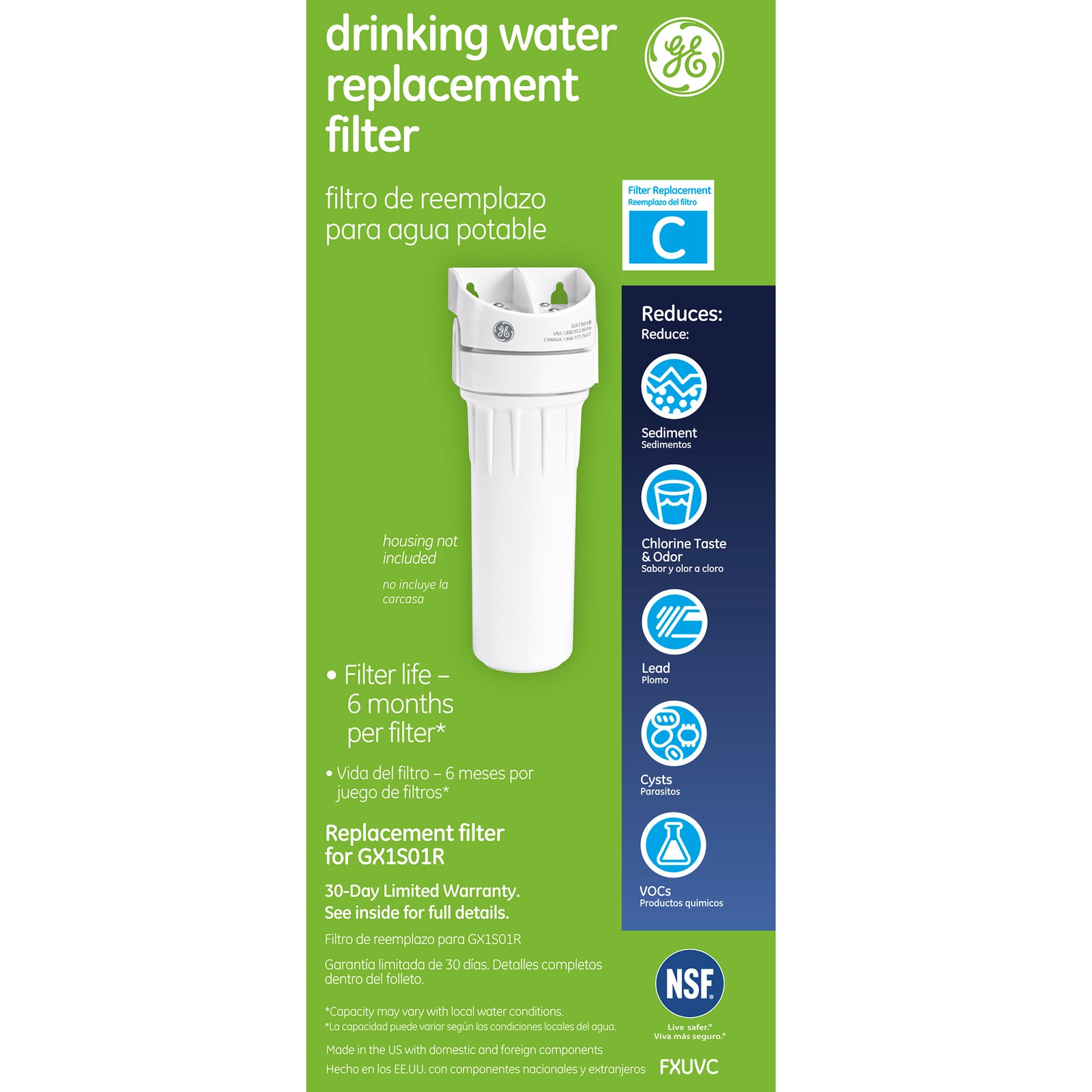 FXUVC GE SmartWater Undersink Filter Replacement Cartridge