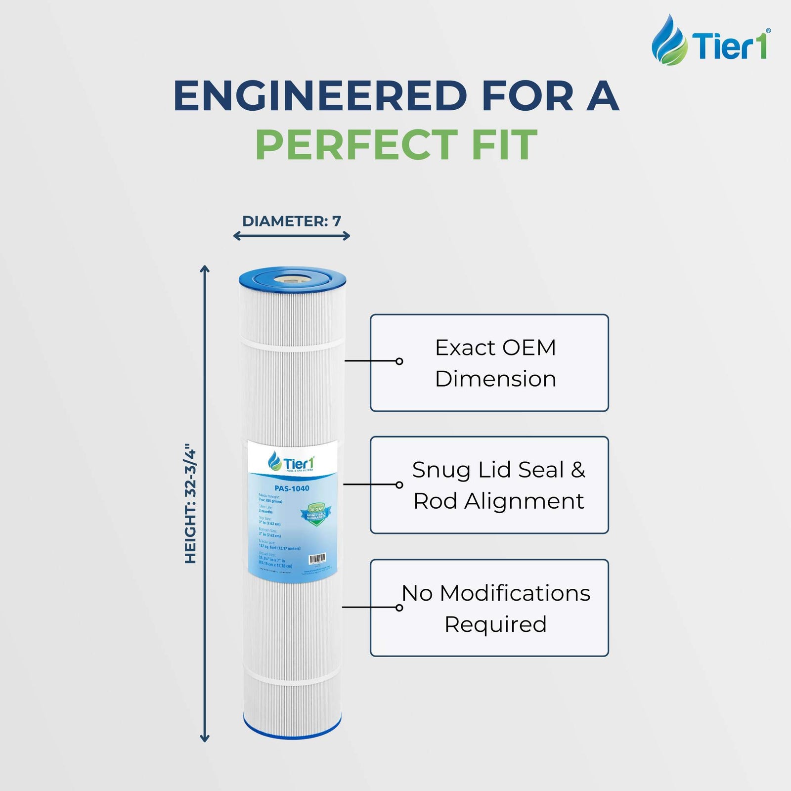 Tier1 Pool Filter for Hayward C1380 -Washable Trilobal Dirt-Lock Pleats