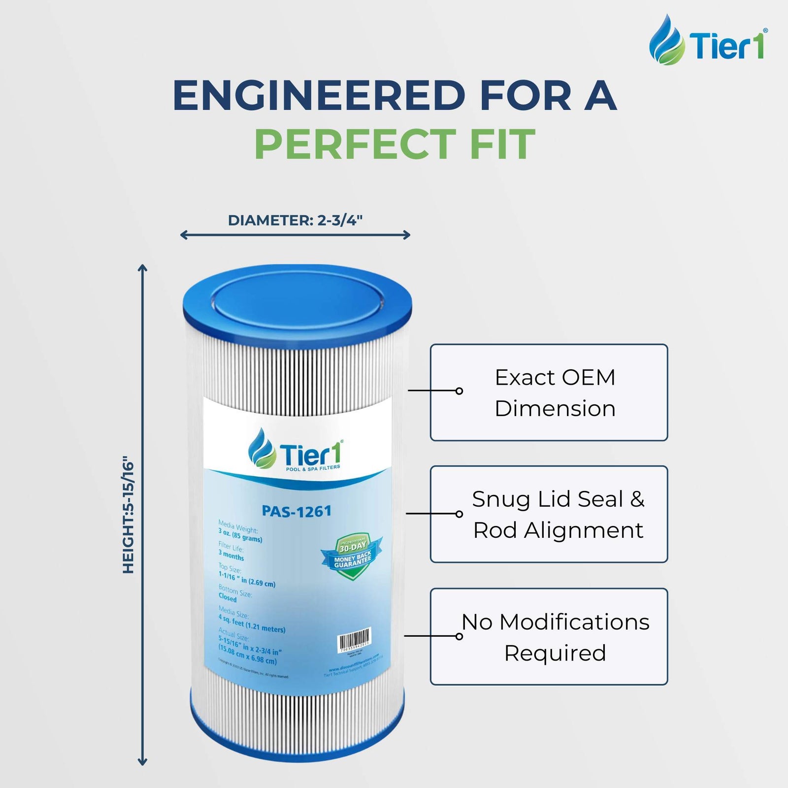 Tier1 Spa Filter for Icon 136629 3-7 SF Skim -Washable Trilobal Dirt-Lock Pleats