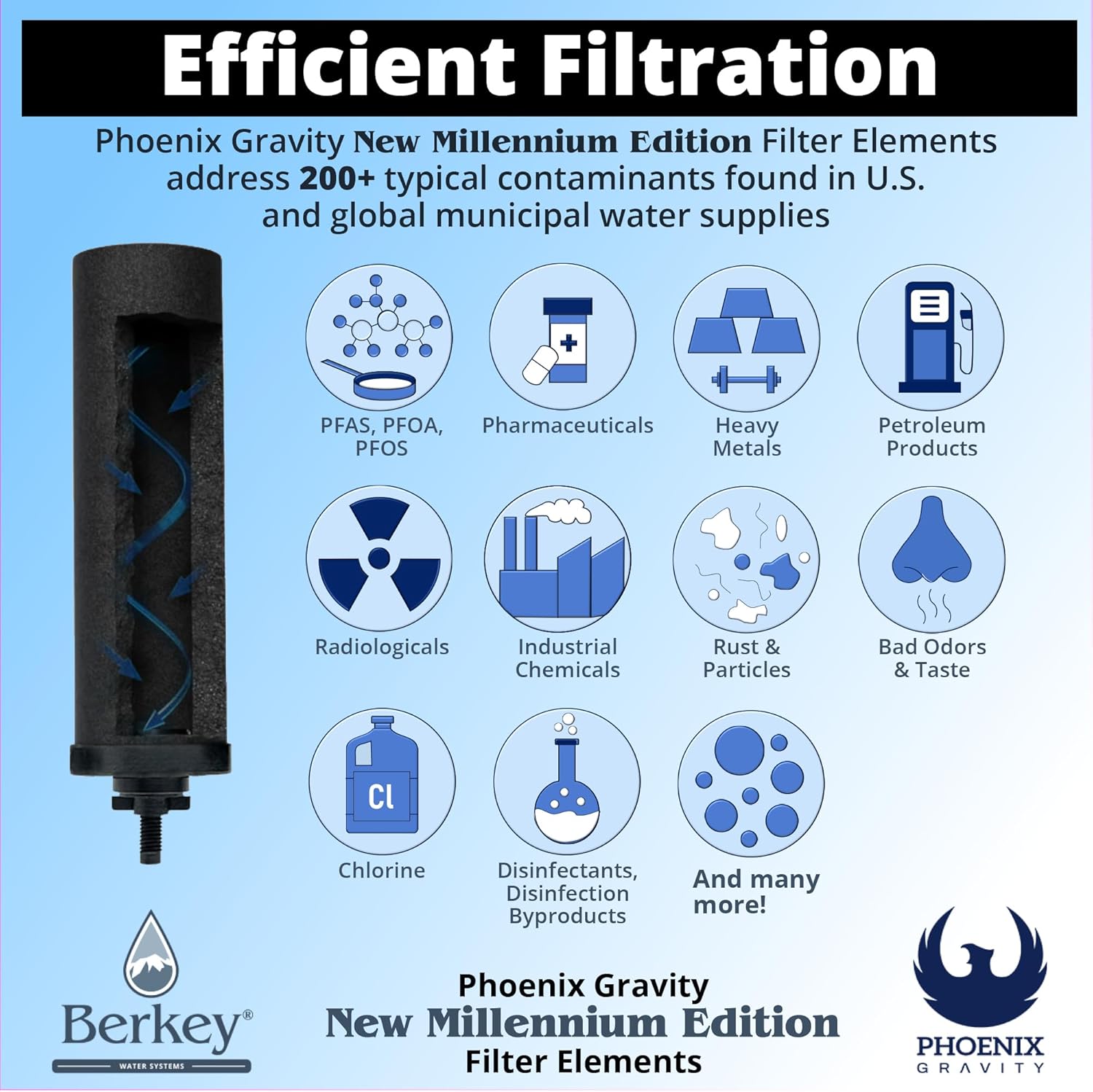 Phoenix Gravity New Millennium Edition PGF9-2 Water Filter Elements (Set of 2)