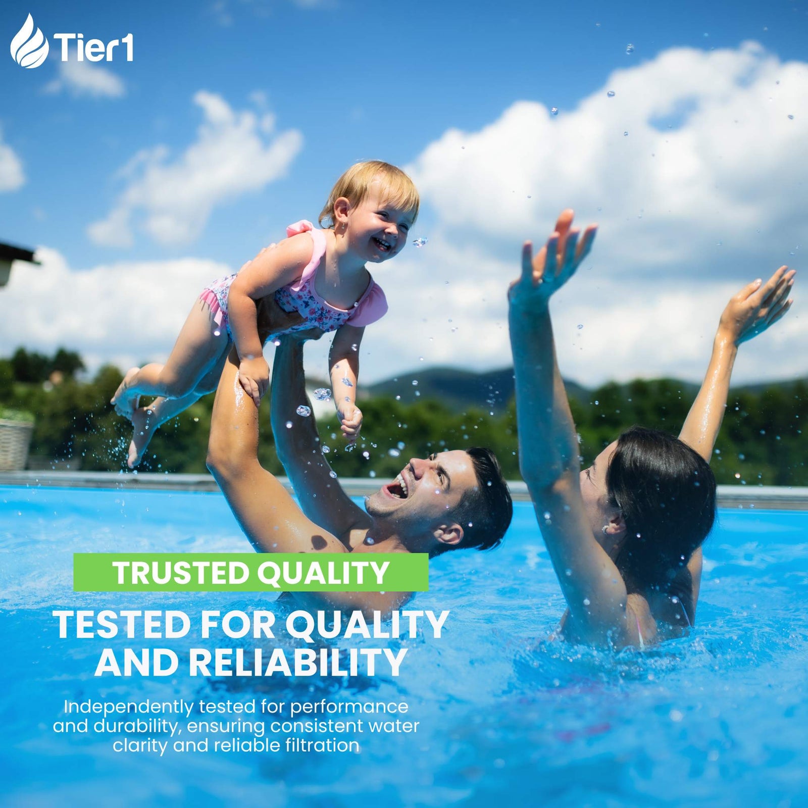 Tier1 Pool Filter for Size 1 (2-Pack) -Washable Trilobal Dirt-Lock Pleats
