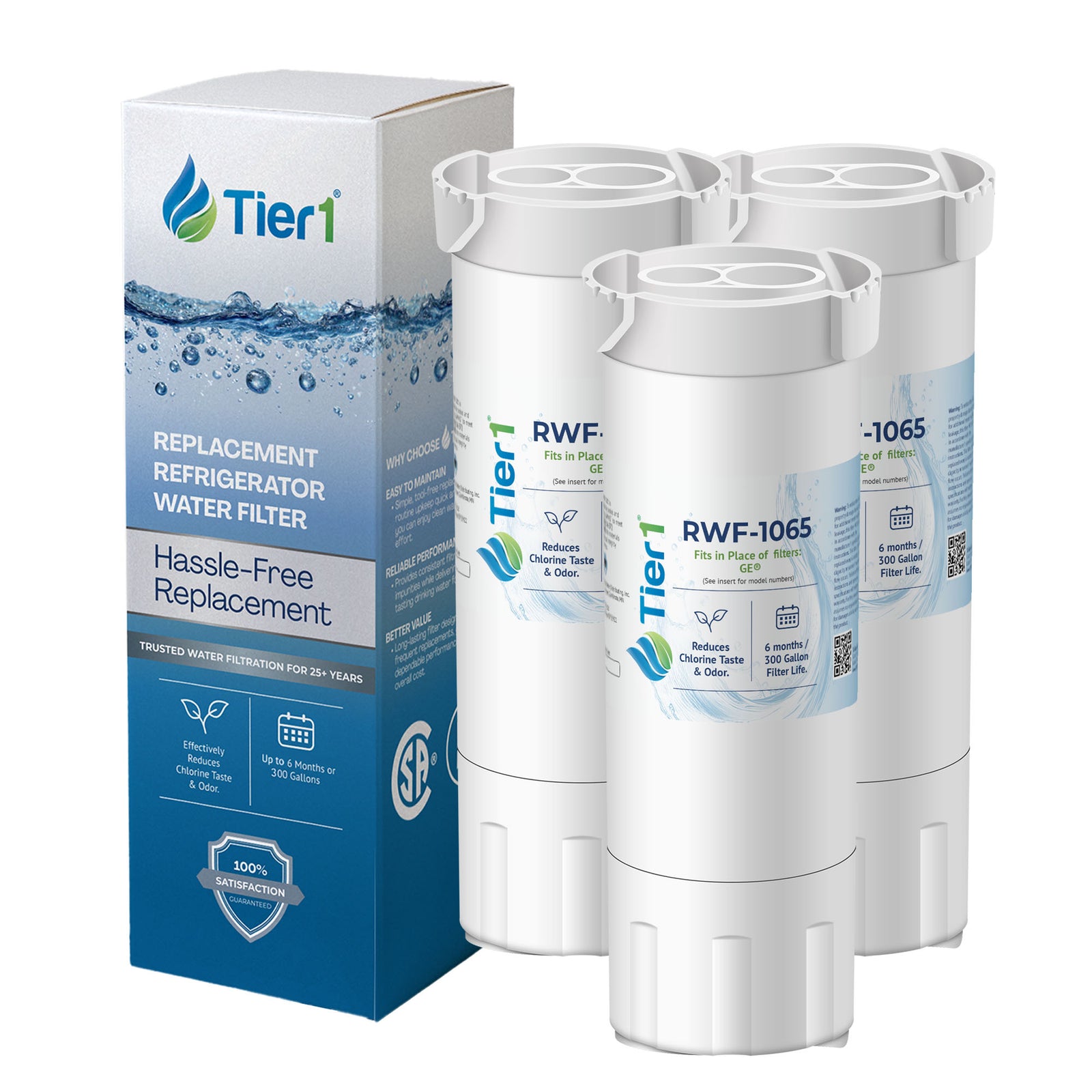 XWF GE Comparable Refrigerator Water Filter By Tier1 (No Chip)