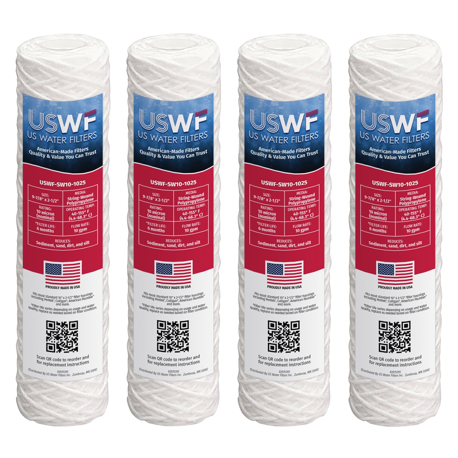 USWF 10 Micron 10"x2.5" String Wound Sediment Filter - DiscountFilterStore.com