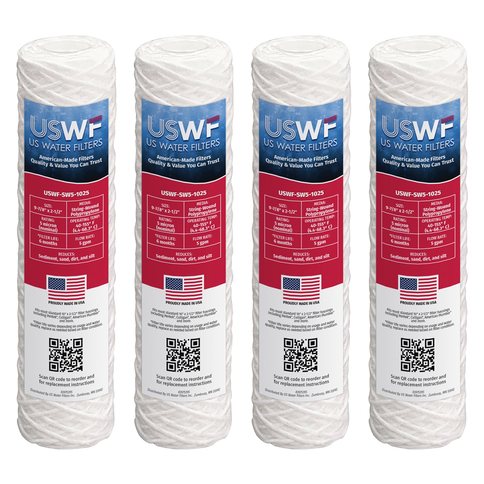 USWF 5 Micron 10"x2.5" String Wound Sediment Filter - DiscountFilterStore.com