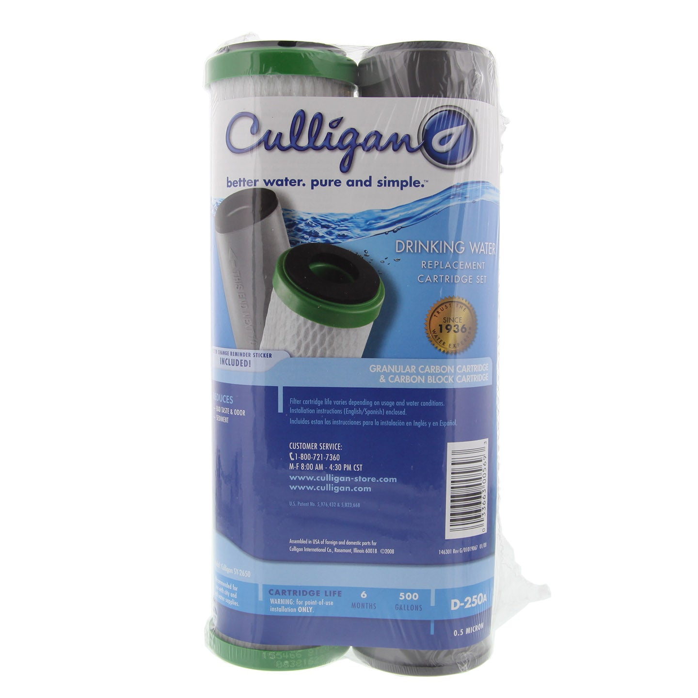 D-250A Culligan Undersink Filter Replacement Cartridge Set Packaged Front- DiscountFilterStore.com