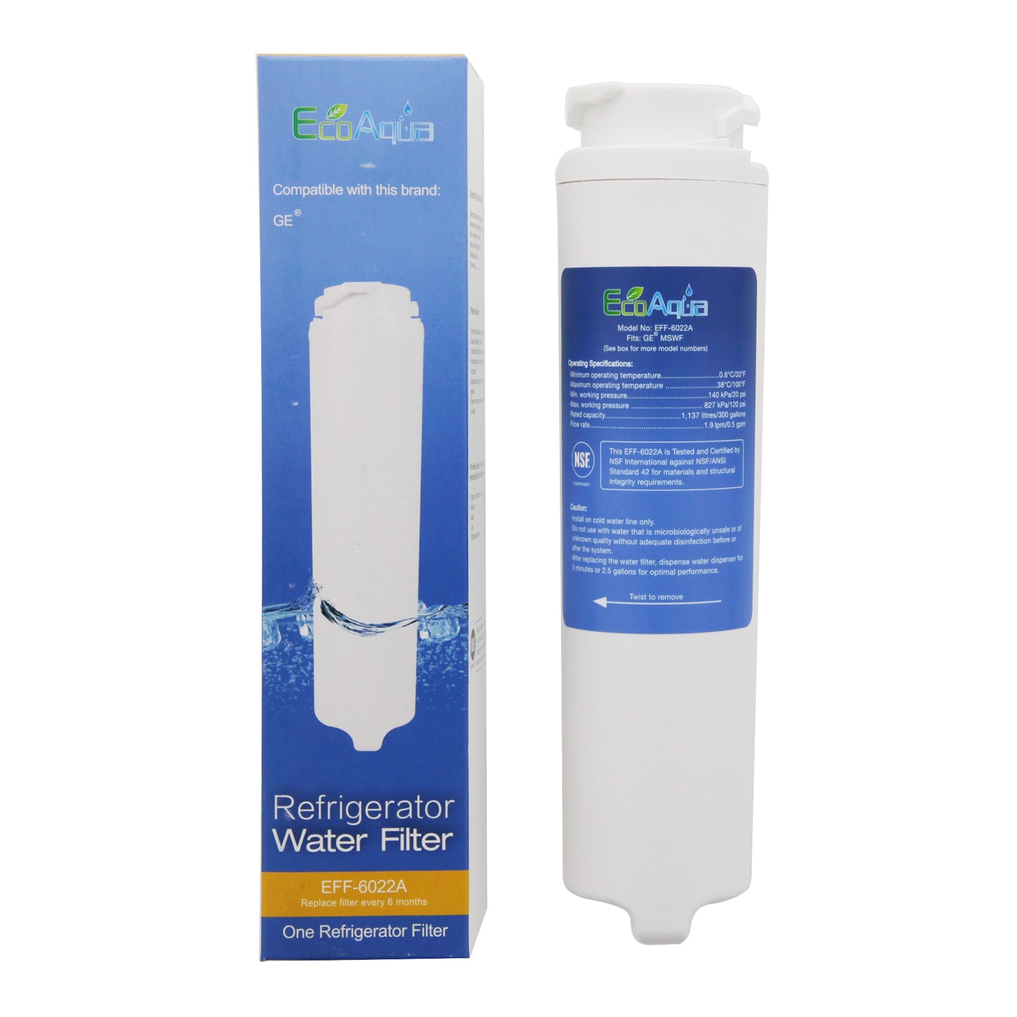 GE MSWF Comparable Refrigerator Filter by EcoAqua (EFF-6022A) - Refrigerator Filters - 21.95 - DiscountFilterStore.com