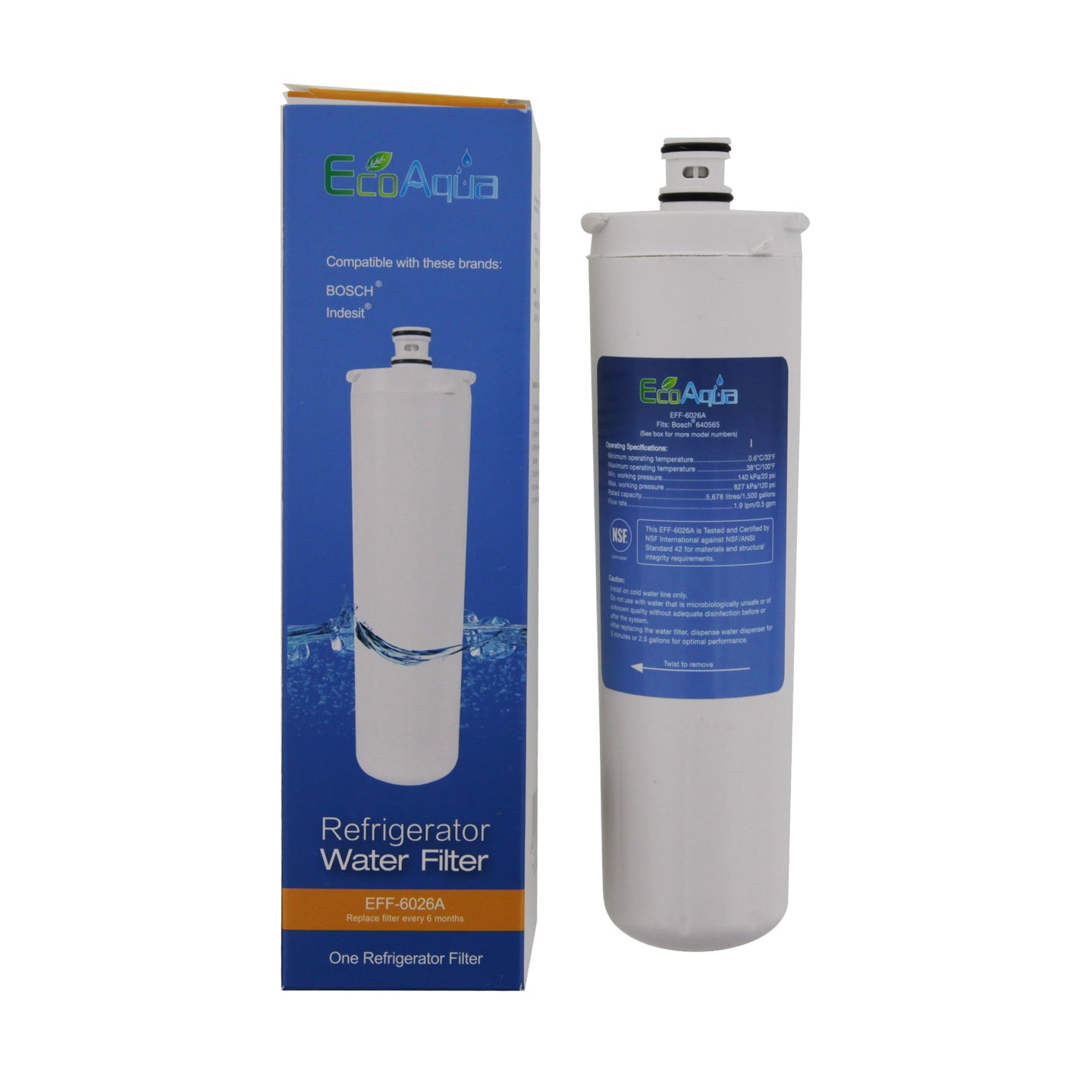 Bosch CS-52 Comparable Refrigerator Filter by EcoAqua (EFF-6026A) - Refrigerator Filters - 24.23 - DiscountFilterStore.com