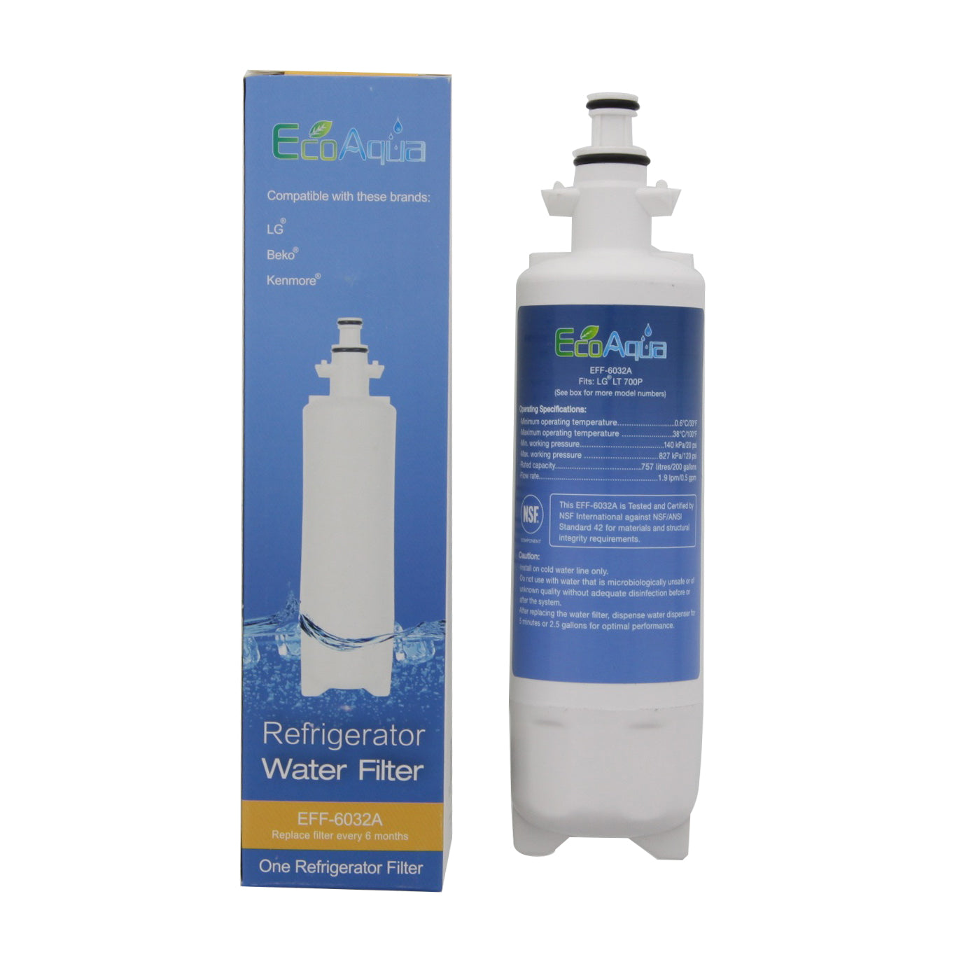 LG LT700P Comparable Refrigerator Filter by EcoAqua (EFF-6032A) - Refrigerator Filters - 23.5 - DiscountFilterStore.com