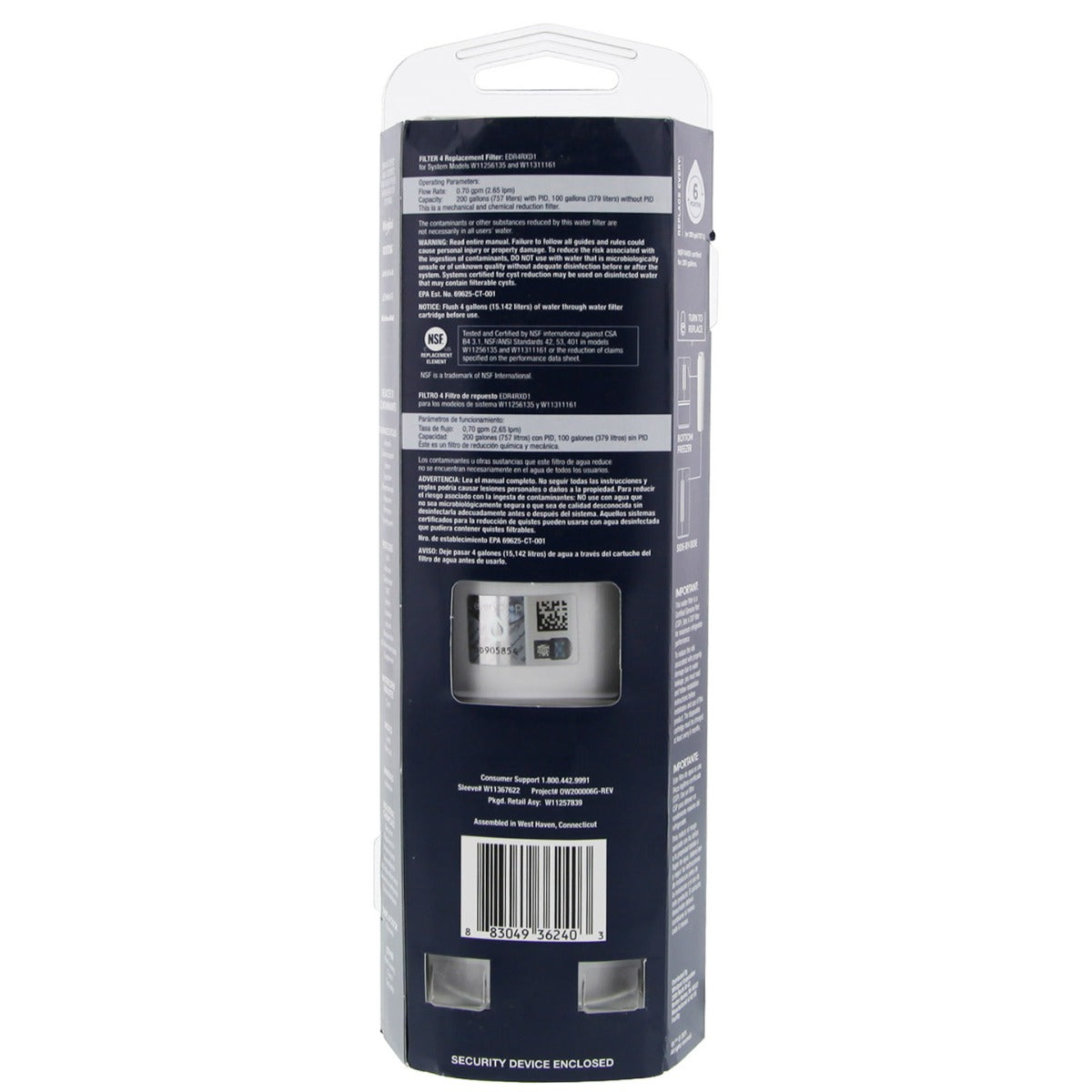 EveryDrop EDR4RXD1 (Filter 4) Ice and Water Refrigerator Filter Box Back- DiscountFilterStore.com