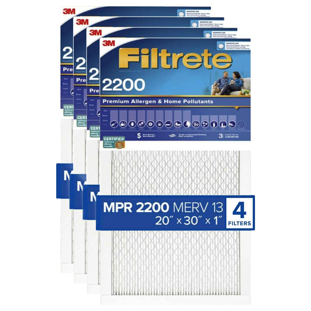 3M Filtrete 2200 Elite Allergen & Home Pollutants Air Filter - 20x30x1 (4-Pack) - Air Filters - 134.99 - DiscountFilterStore.com