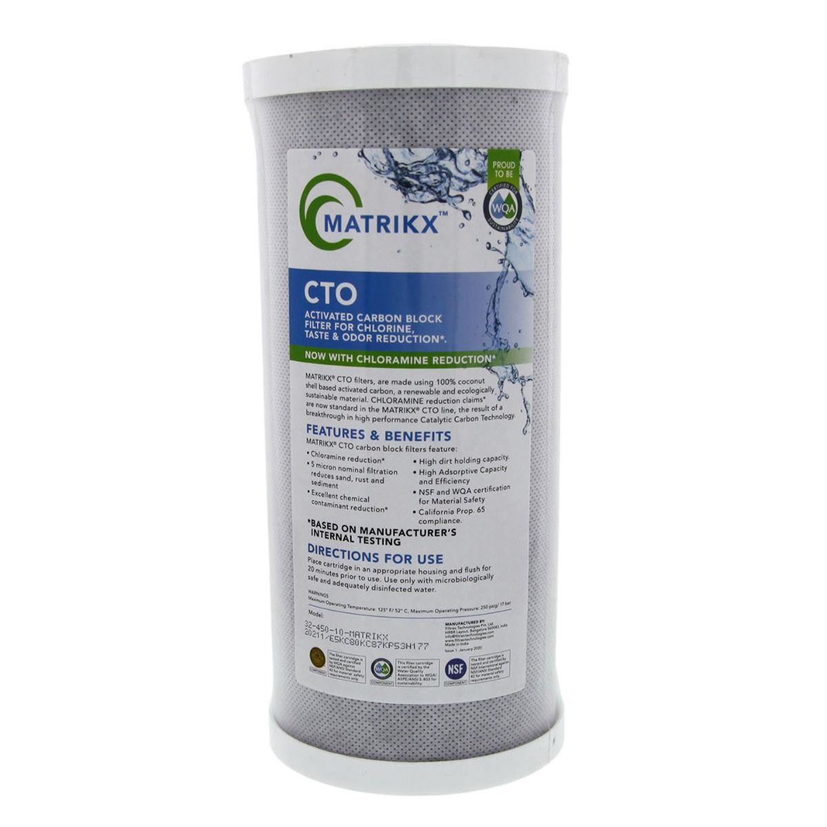 MATRIKX 32-450-10-GREEN / CTO2-HD10 KX Technologies MatrikX Whole House Filter Replacement Cartridge - DiscountFilterStore.com