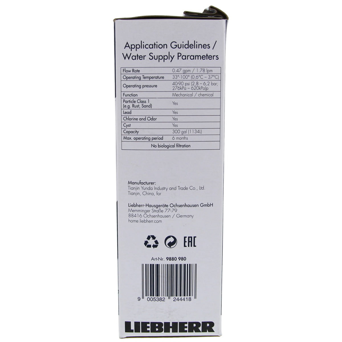 7440000 / 7440002 / 7440011 Liebherr Refrigerator Water Filter Box Side 2- DiscountFilterStore.com