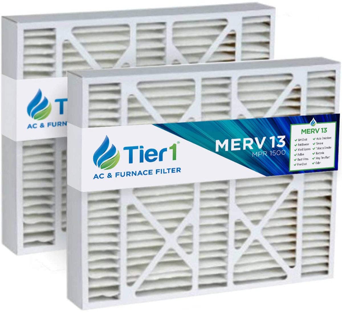 Tier1 brand replacement for Carrier MF2025 / M8-1056 - 20 x 25 x 5 - MERV 13 (2-Pack) - DiscountFilterStore.com