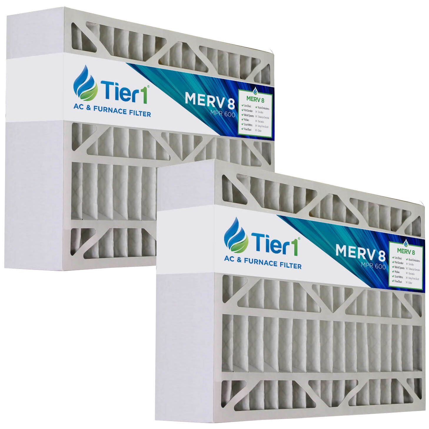 Tier1 brand replacement for White-Rodgers FR1400M-100 - 16 x 25 x 4 - MERV 8 (2-Pack) - DiscountFilterStore.com