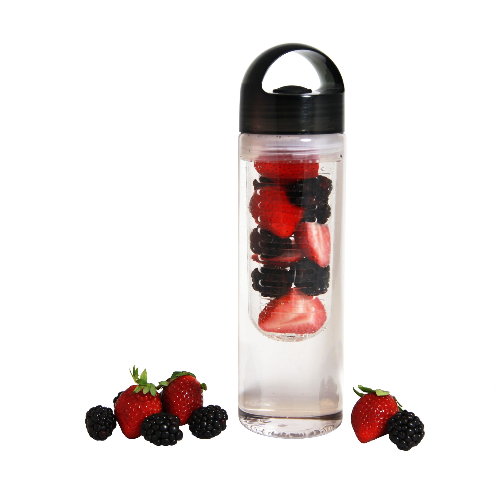 Clear Infusion Water Bottle with Black Top by Tier1 (23 oz) - DiscountFilterStore.com