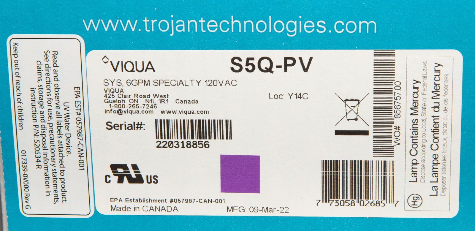 S5Q-PV Viqua Specialty UltraViolet Water Disinfection System - DiscountFilterStore.com
