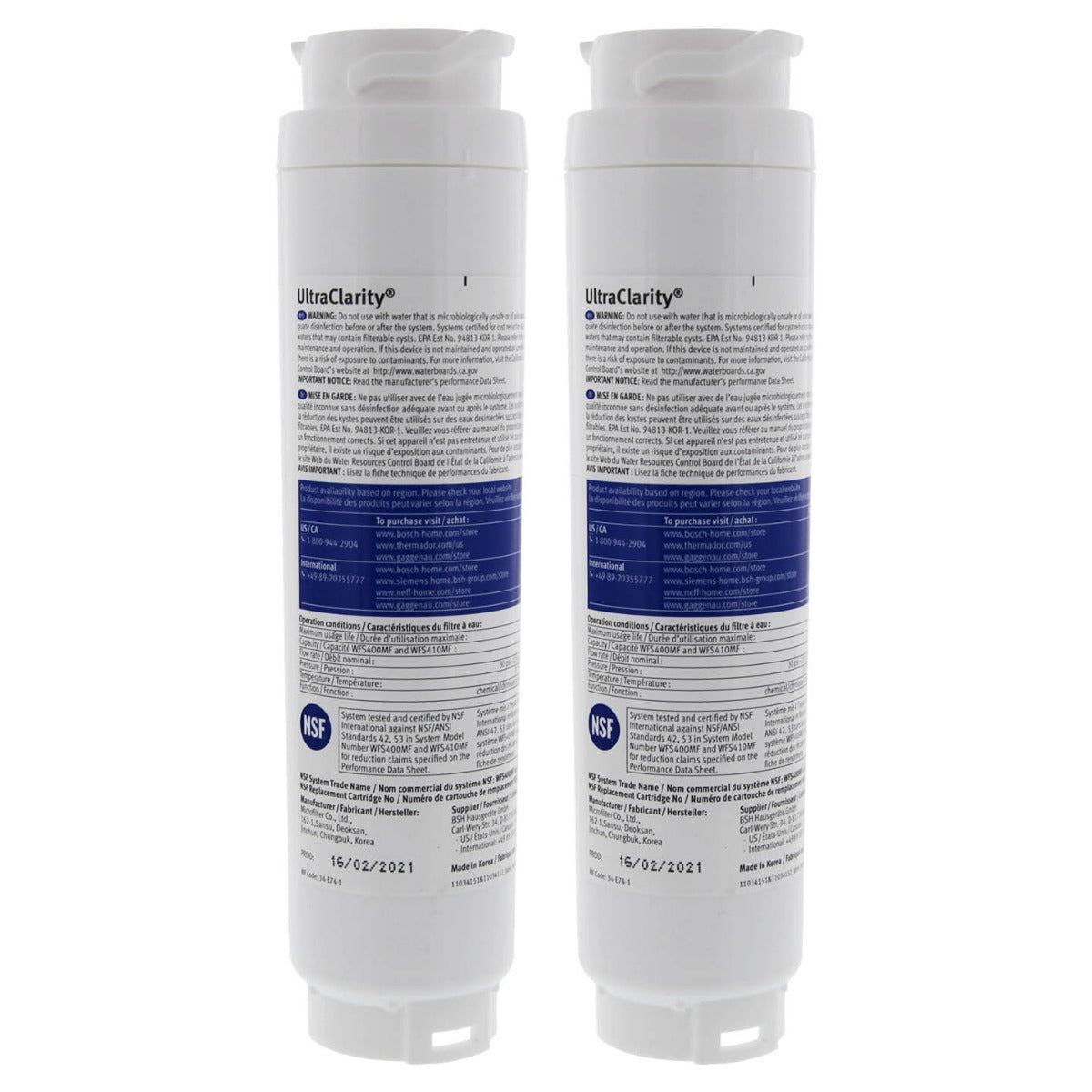 9000 077104 Bosch UltraClarity REPLFLTR10 Refrigerator Water Filter - DiscountFilterStore.com