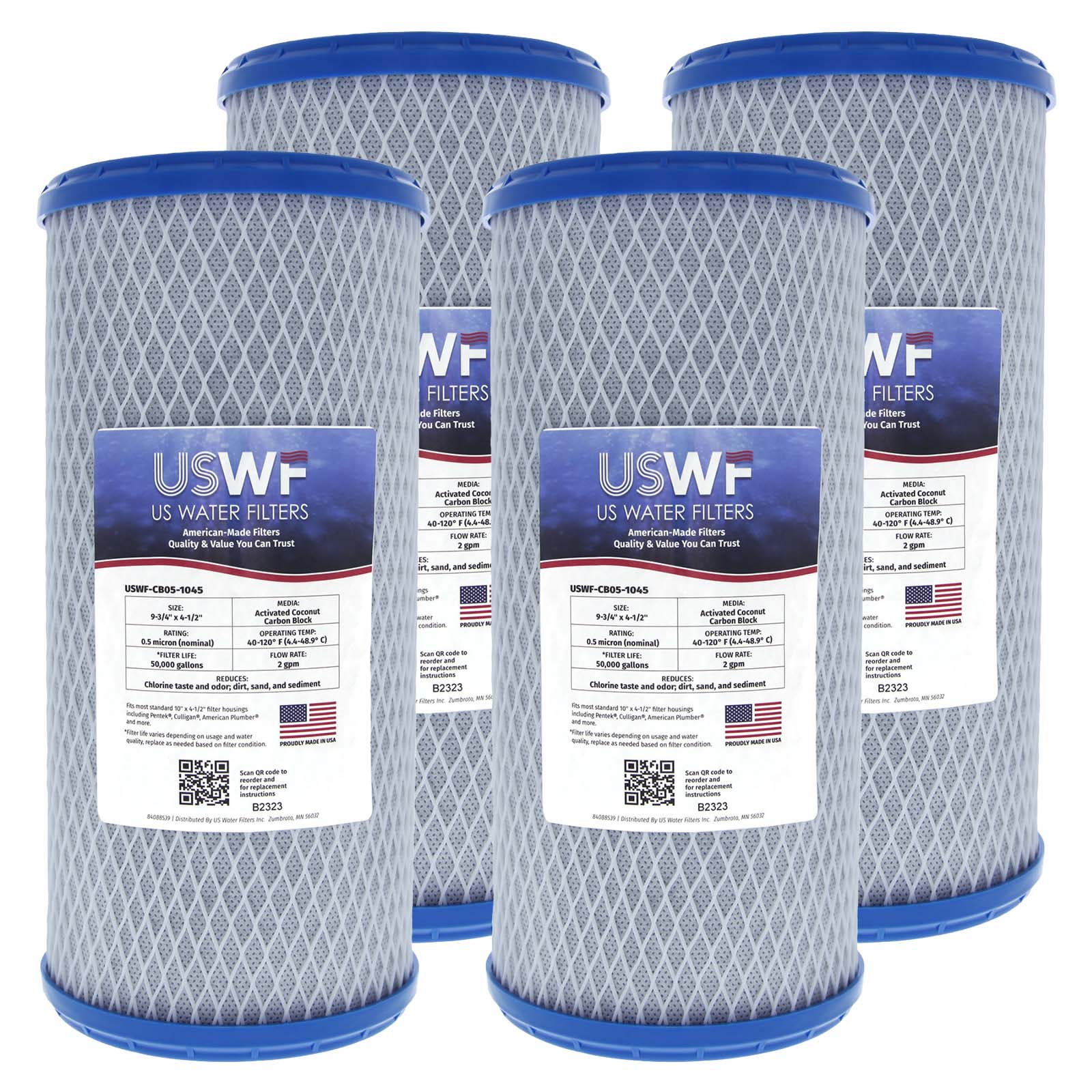 USWF Coconut Carbon Block Filter 0.5 Micron 10"x4.5" - DiscountFilterStore.com