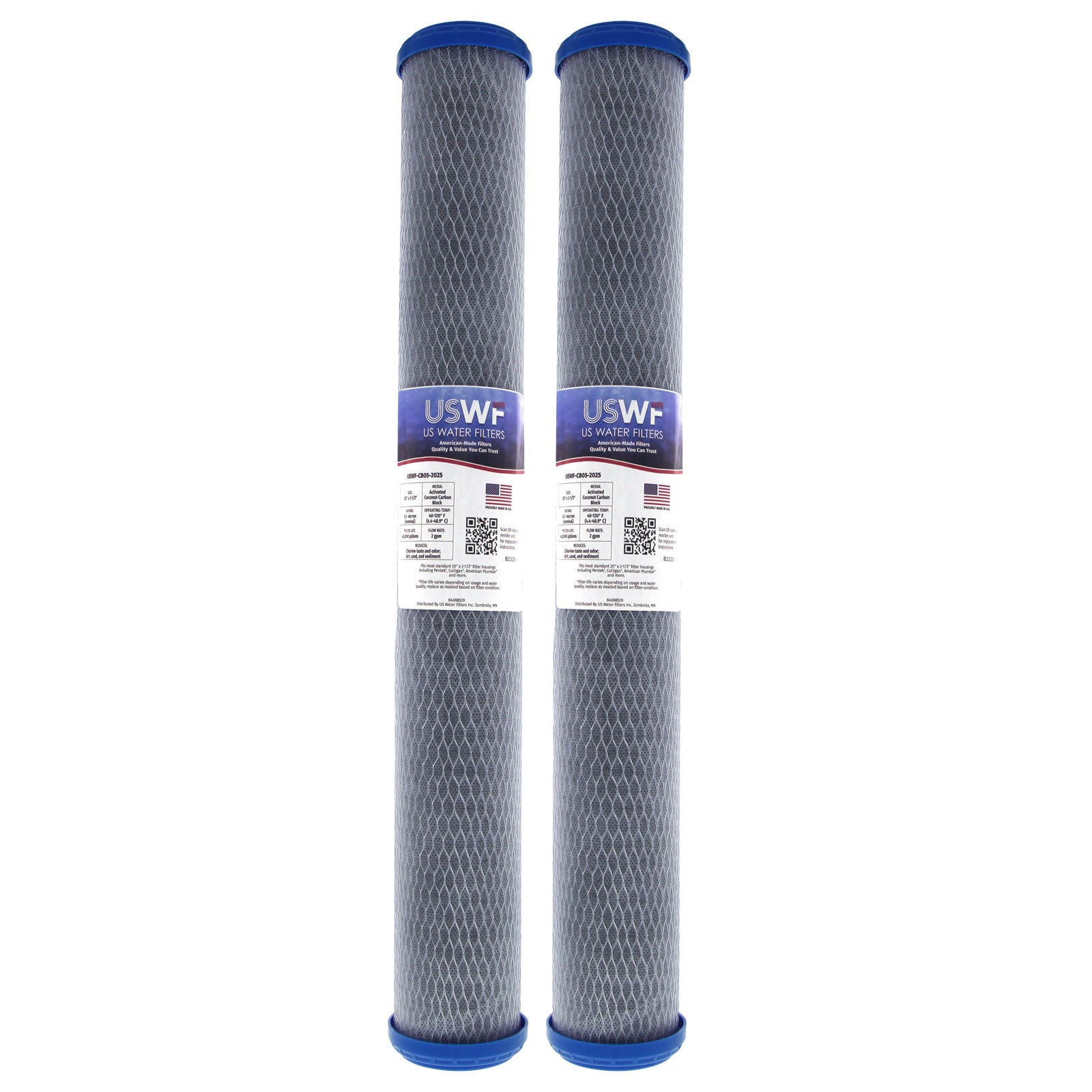 USWF Coconut Carbon Block Filter 0.5 Micron 20"x2.5" - DiscountFilterStore.com