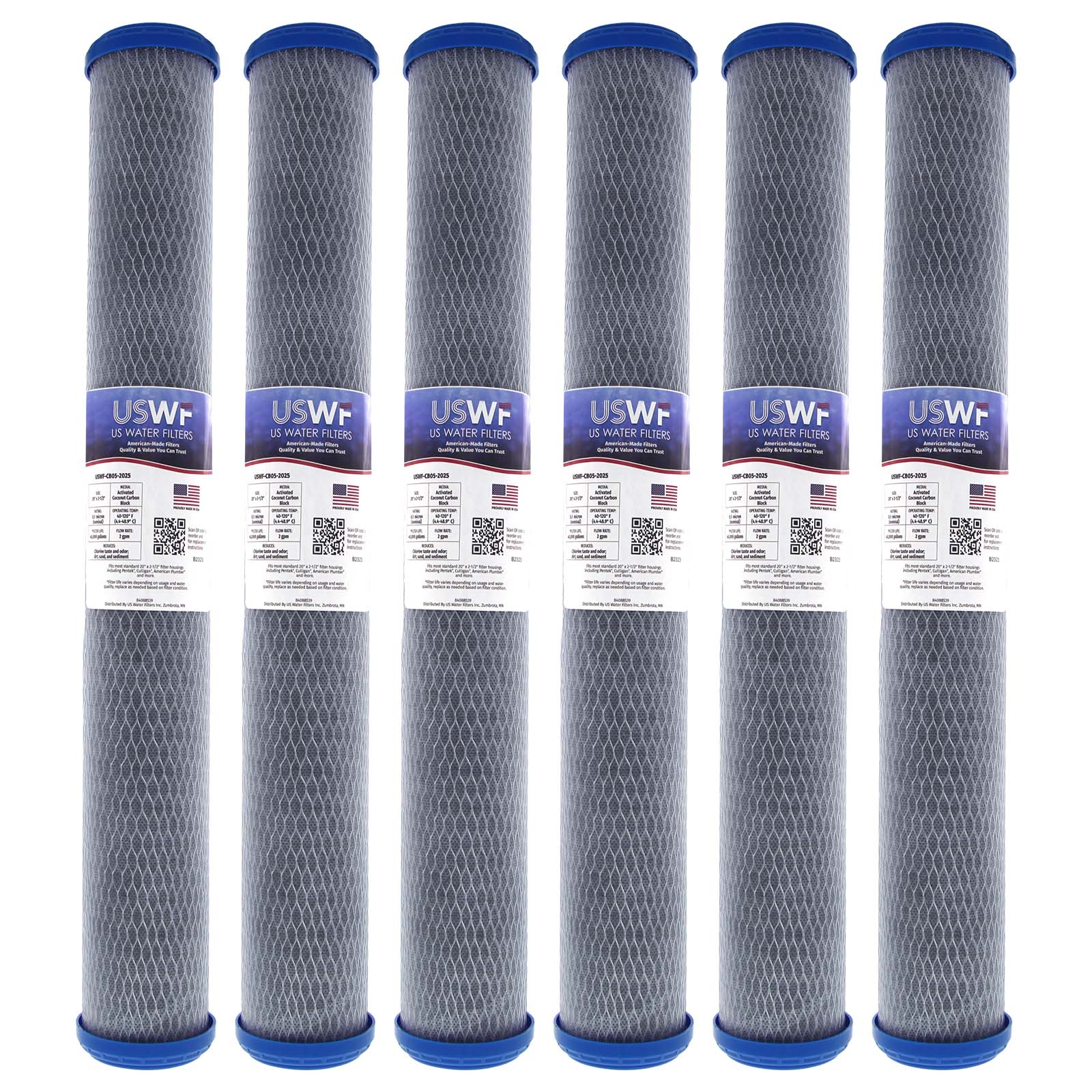 USWF Coconut Carbon Block Filter 0.5 Micron 20"x2.5" - DiscountFilterStore.com