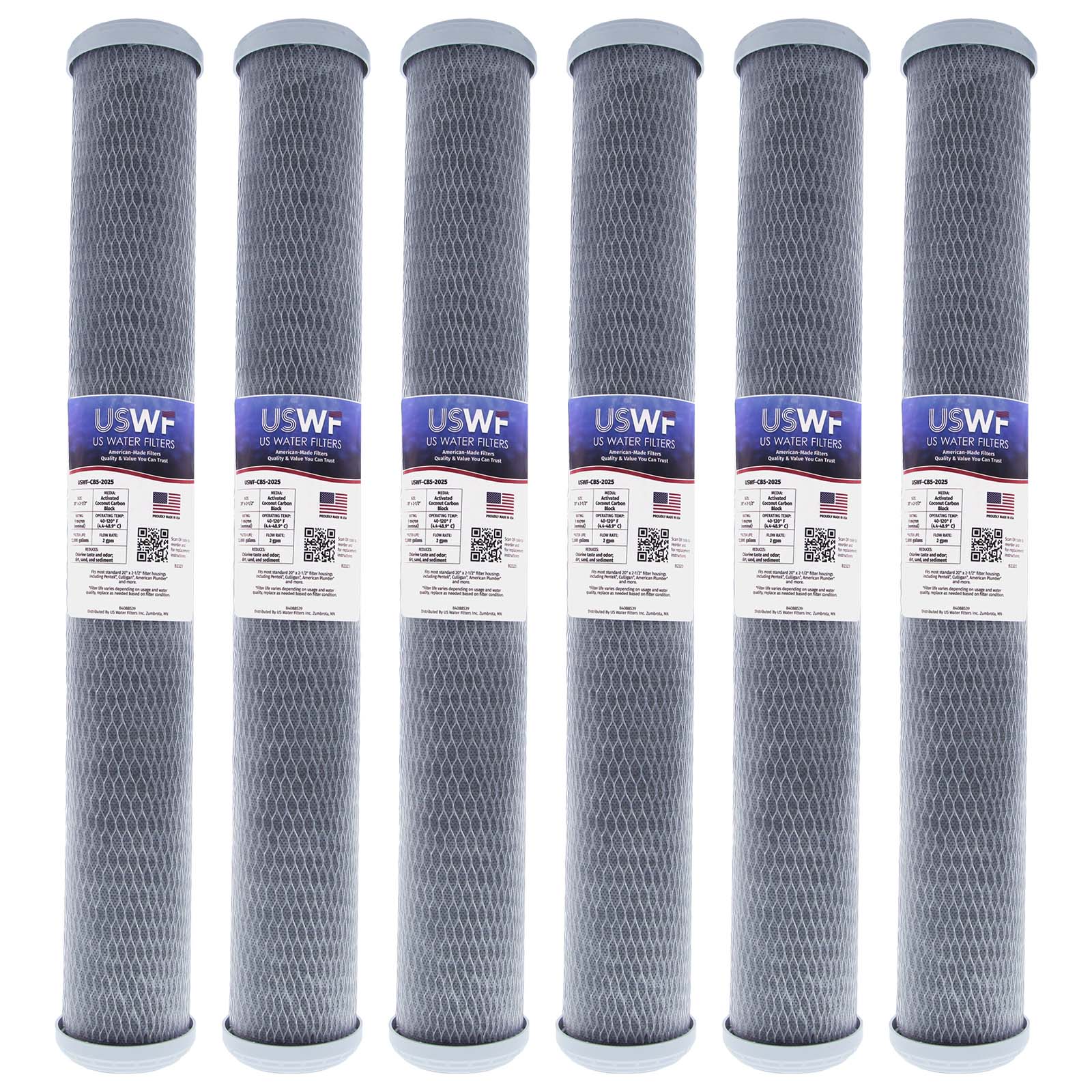 USWF Coconut Carbon Block Filter 5 Micron 20"x2.5" - DiscountFilterStore.com