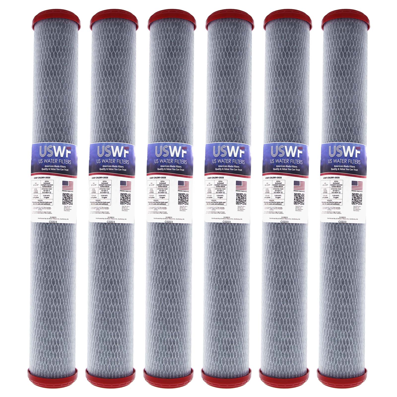 USWF Chloramine Reducing Filter Catalytic Carbon Block 1 Micron 20"x2.5" - DiscountFilterStore.com