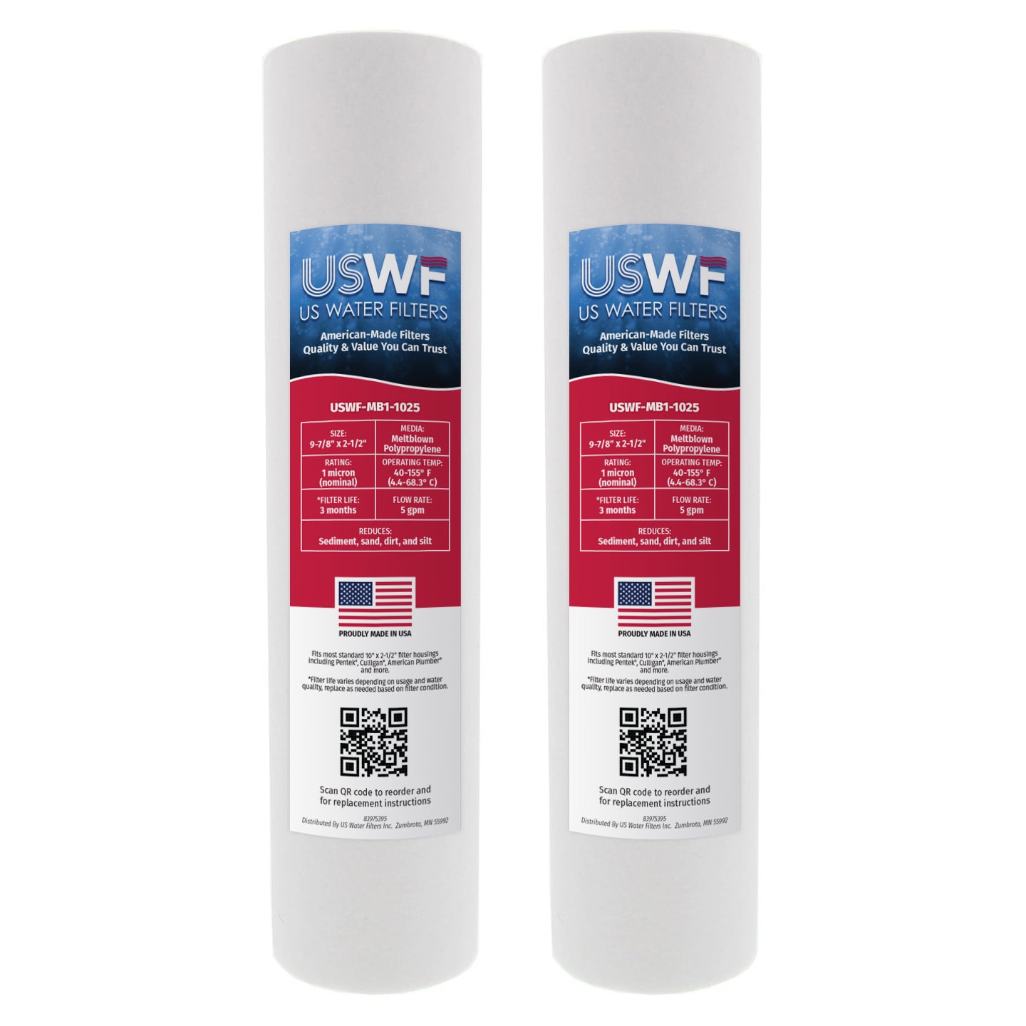 USWF 1 Micron 10"x2.5" Melt Blown Sediment Filter - DiscountFilterStore.com