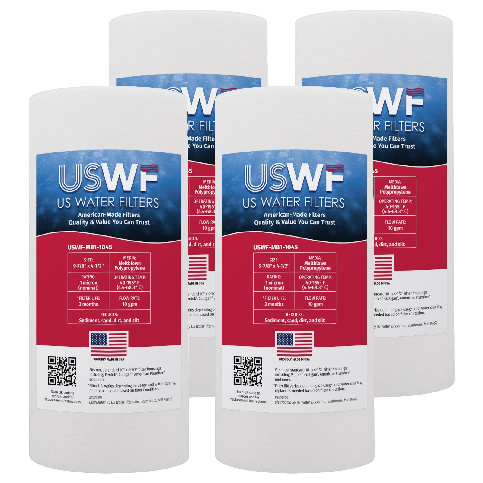 USWF 1 Micron 10"x4.5" Melt Blown Sediment Filter - DiscountFilterStore.com