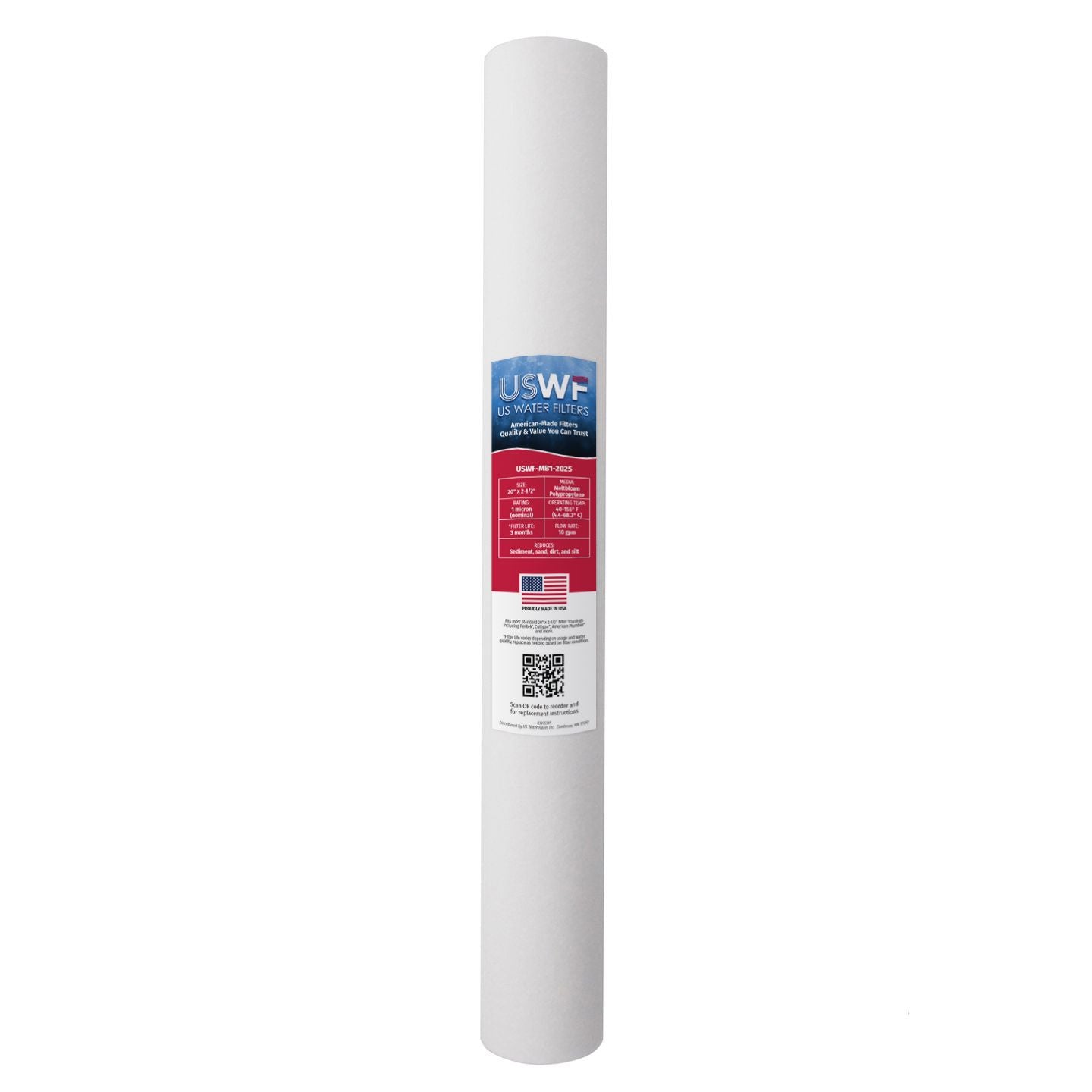 USWF 1 Micron 20"x2.5" Melt Blown Sediment Filter - DiscountFilterStore.com