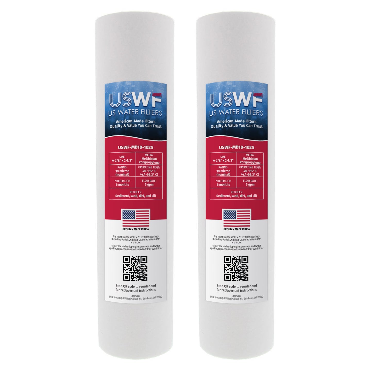 USWF 10 Micron 10"x2.5" Melt Blown Sediment Filter - DiscountFilterStore.com