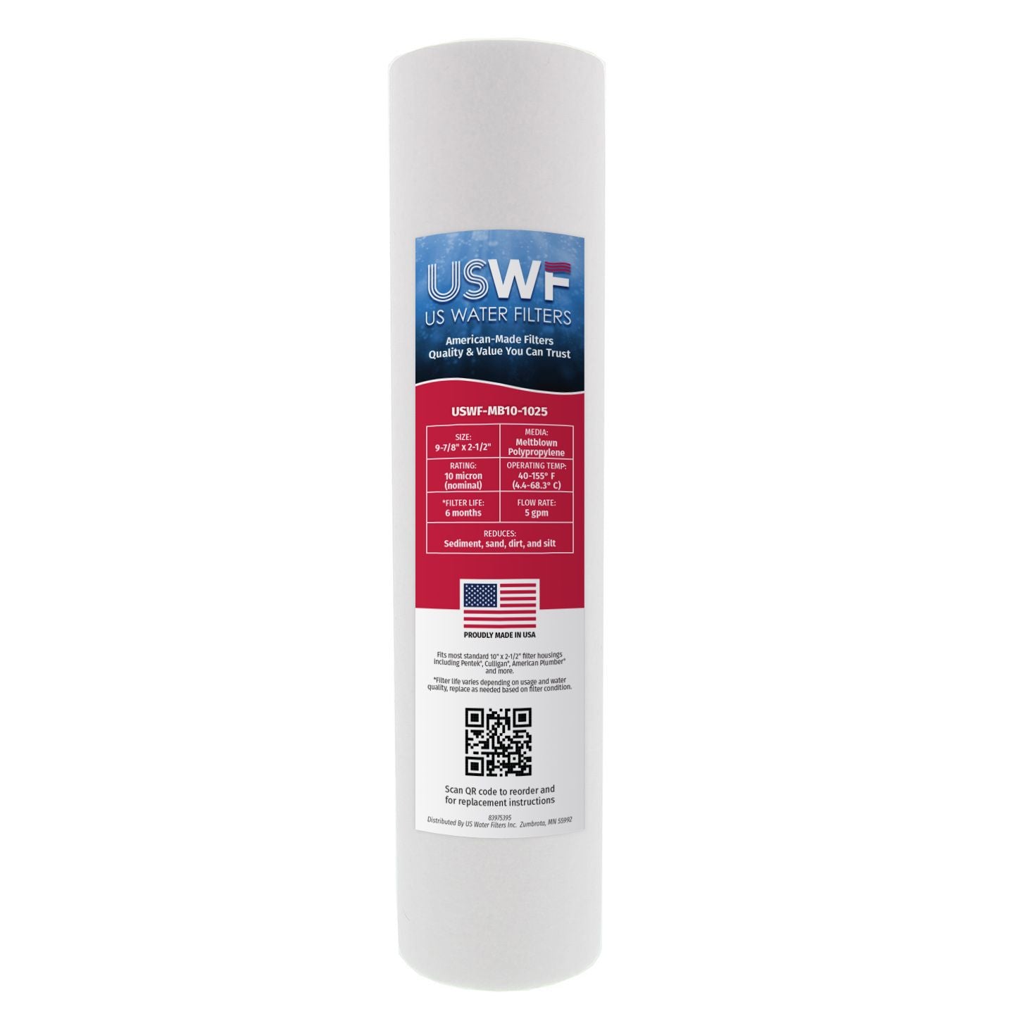 USWF 10 Micron 10"x2.5" Melt Blown Sediment Filter - DiscountFilterStore.com