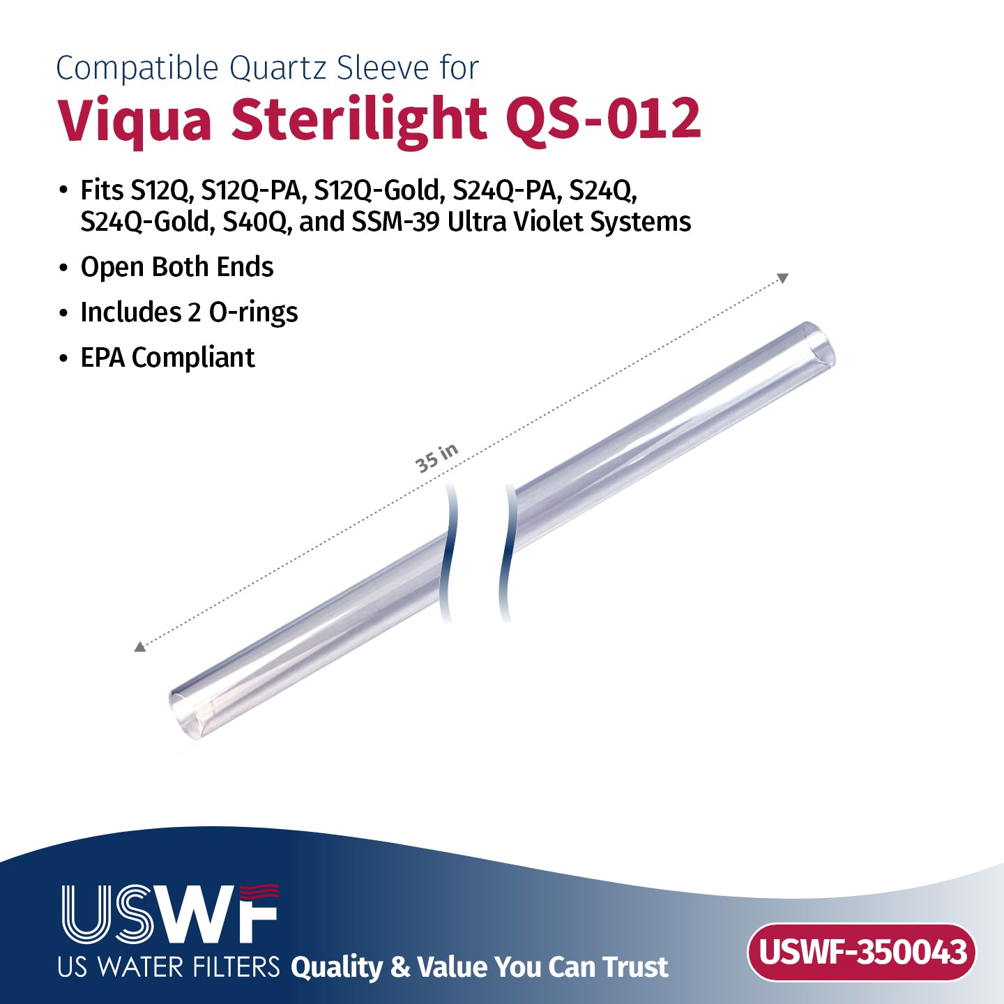 USWF Replacement for VIQUA S36-QL UV Lamp/Sleeve Combo | Fits the VIQUA S12Q, S24Q, S40Q, & SSM-39 Series UV Systems - DiscountFilterStore.com