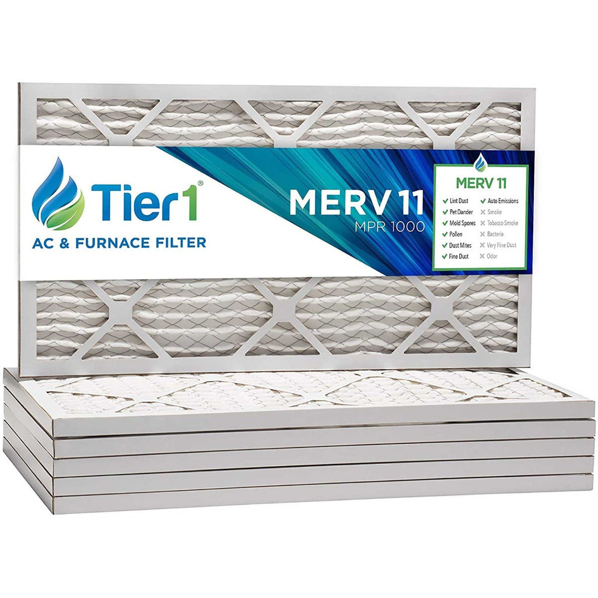 16 3/8x21 1/2x1 Merv 11 Universal Air Filter By Tier1 (6-Pack) - DiscountFilterStore.com