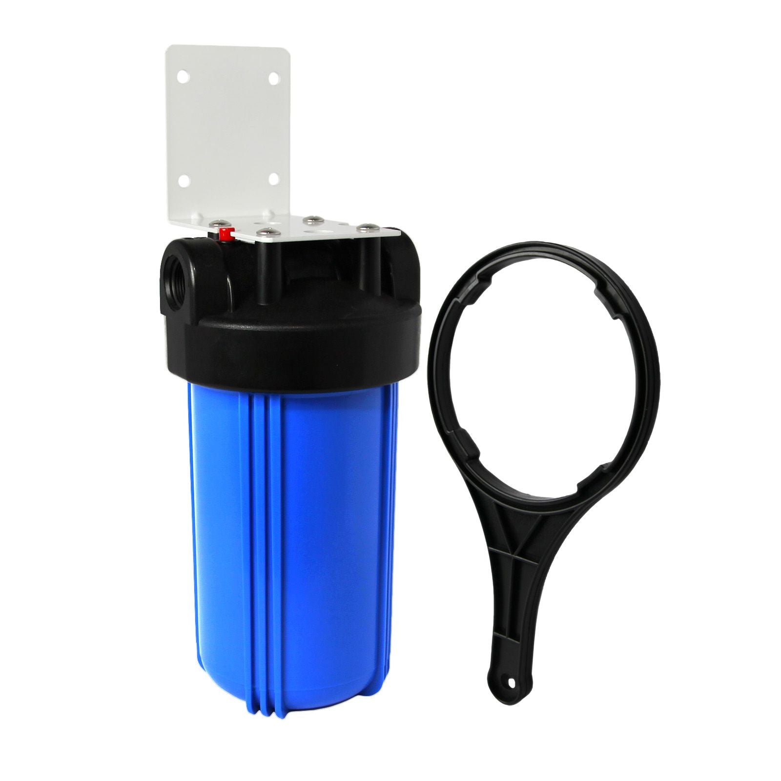 USWF Big Blue 4.5"x10" Heavy Duty Whole House Filter Housing, 3/4" NPT Inlet/Outlet Includes Mounting Bracket & Wrench - DiscountFilterStore.com