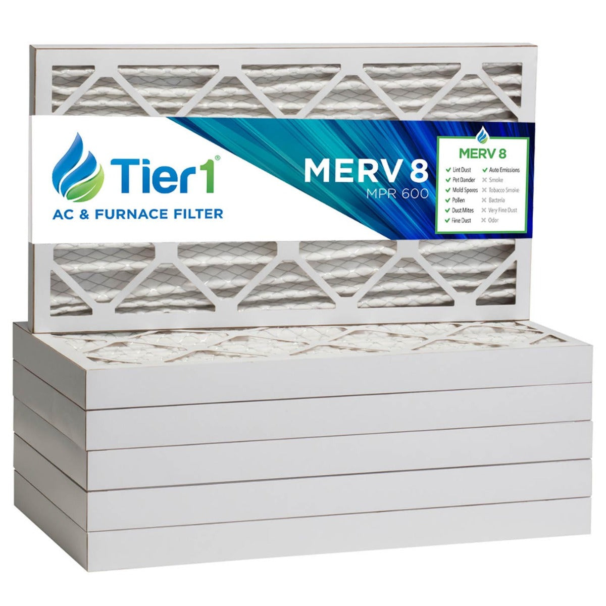 16x24x2 Merv 8 Universal Air Filter By Tier1 (6-Pack)
