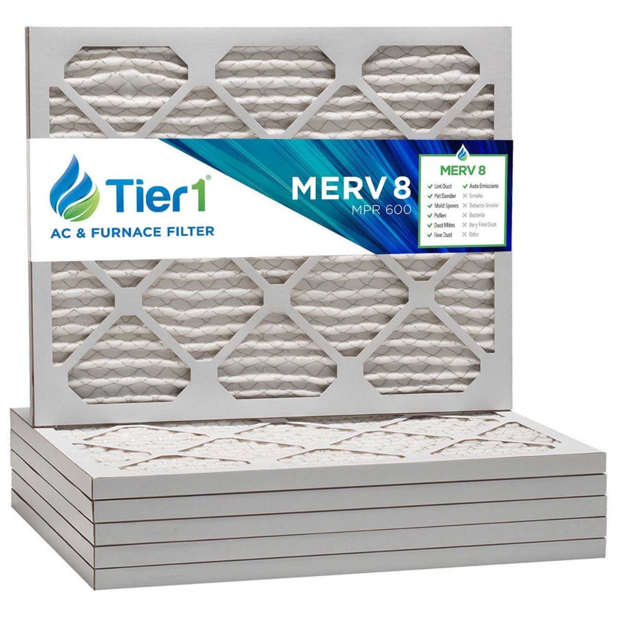 17x22x1 Merv 8 Universal Air Filter By Tier1 (6-Pack)