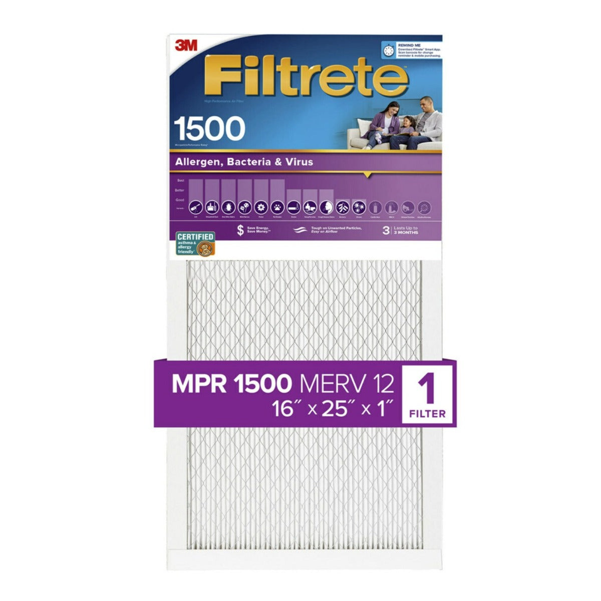 3M Filtrete 1500 Ultra Allergen Reduction Air Filter - 16x25x1 - DiscountFilterStore.com