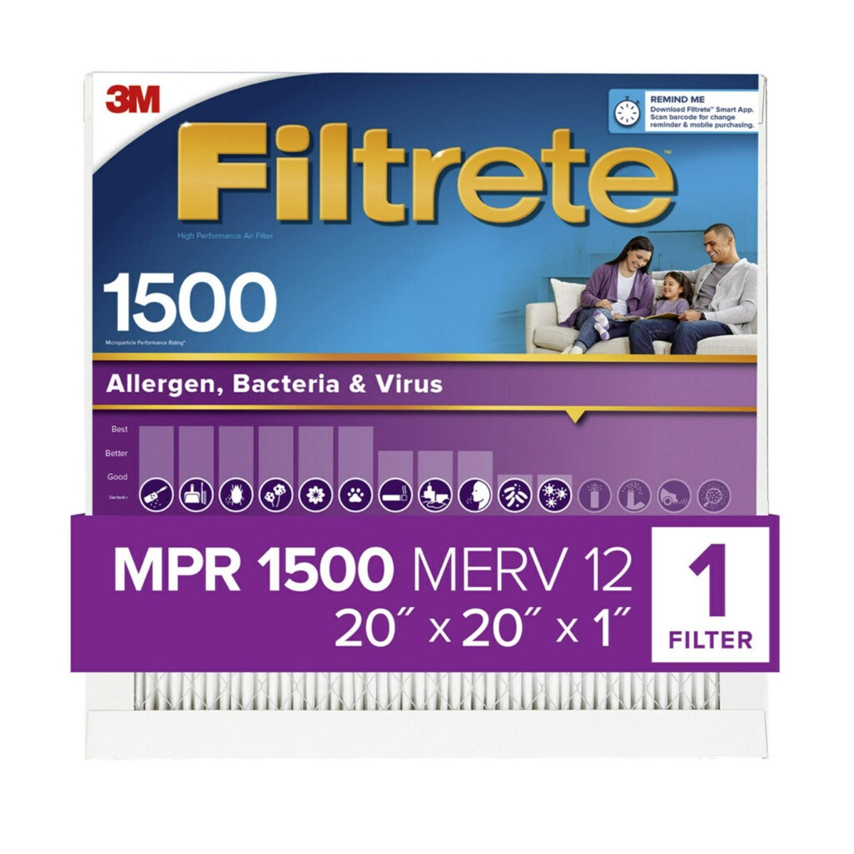 3M Filtrete 1500 Ultra Allergen Reduction Air Filter - 20x20x1 - DiscountFilterStore.com