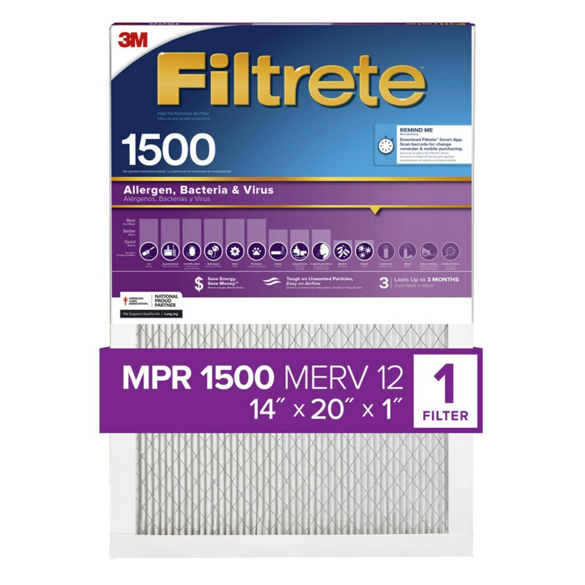3M Filtrete 1500 Ultra Allergen Reduction Air Filter - 14x20x1 - DiscountFilterStore.com