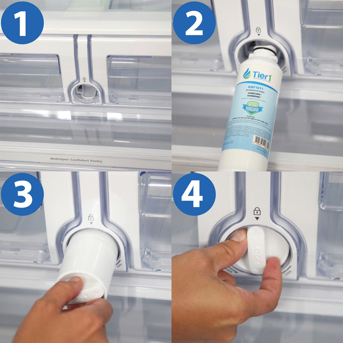 DA29-00020B Samsung Comparable Refrigerator Water Filter Replacement By Tier1 Installation Steps Image- DiscountFilterStore.com