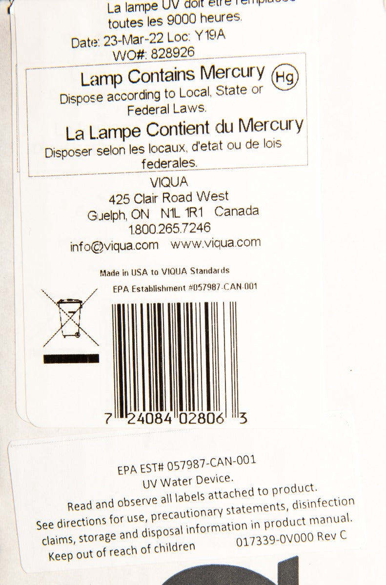602806 Viqua Water Disinfection System UV Lamp - DiscountFilterStore.com