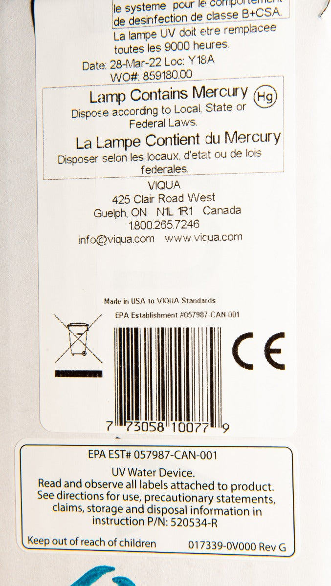 Viqua 602810-102 Lamp and Sleeve Kit for D Model Systems - DiscountFilterStore.com
