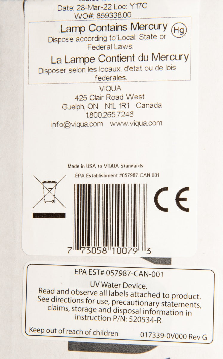 Viqua 602810-104 Authentic OEM UV Lamp & Sleeve Replacement Kit for Ultraviolet Systems F, F+, F4, F4+, F4-V & PRO15 - DiscountFilterStore.com