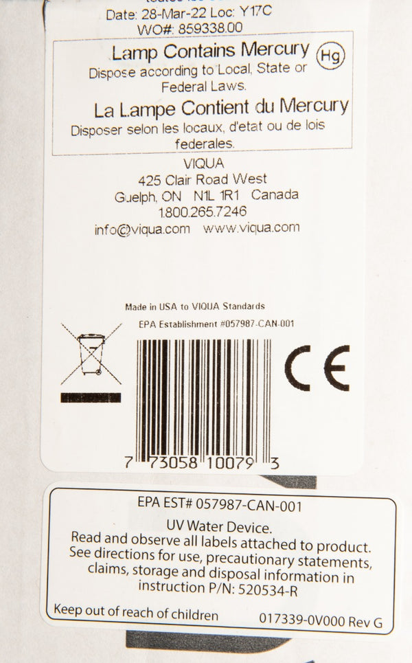 Viqua 602810-104 Authentic OEM UV Lamp & Sleeve Replacement Kit for Ultraviolet Systems F, F+, F4, F4+, F4-V & PRO15 - Whole House Systems - 227.0 - DiscountFilterStore.com