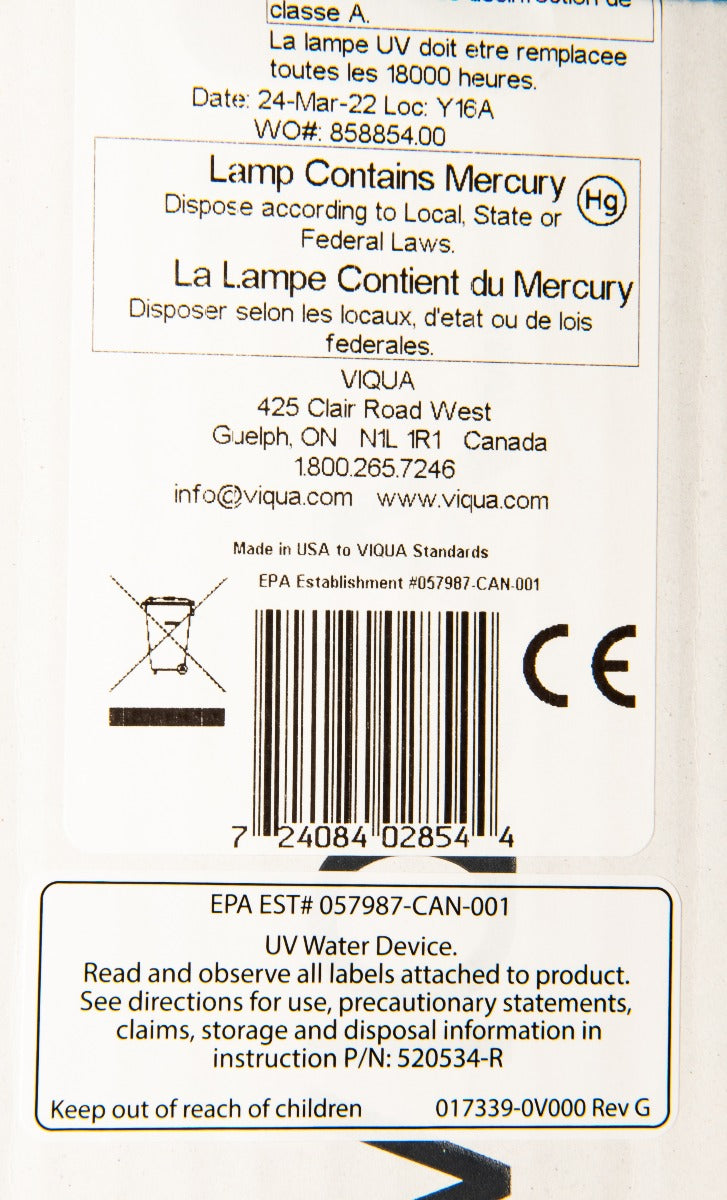 602854 Viqua Water Disinfection System UV Lamp - DiscountFilterStore.com