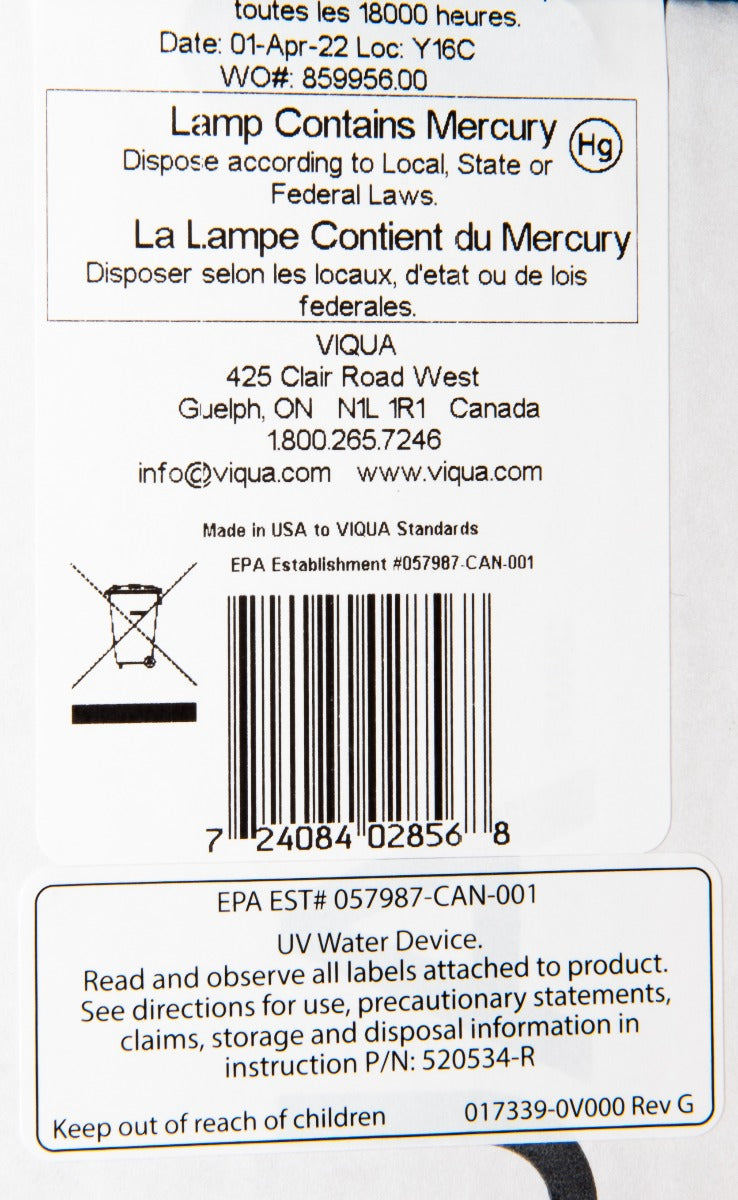 602856 Viqua Water Disinfection System UV Lamp - DiscountFilterStore.com