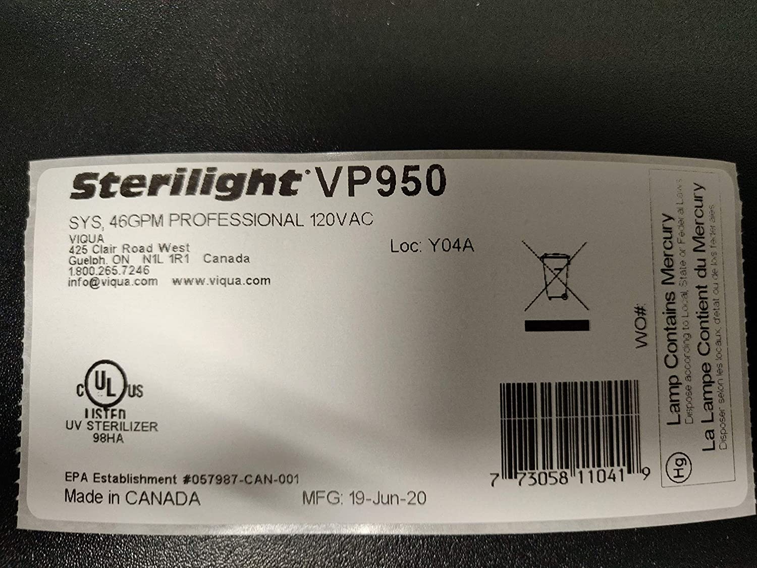 Viqua VP950 UltraViolet Water Disinfection System (34 gpm) - DiscountFilterStore.com